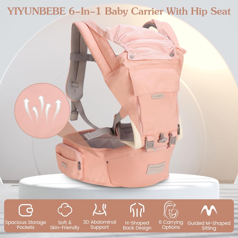 YIYUNBEBE Baby Carrier Newborn to Toddler Baby Carriers with Seat Infant Baby Holder Backpack Baby Carriers Front and Back for Carrying and Hiking (Pink) - Image 2
